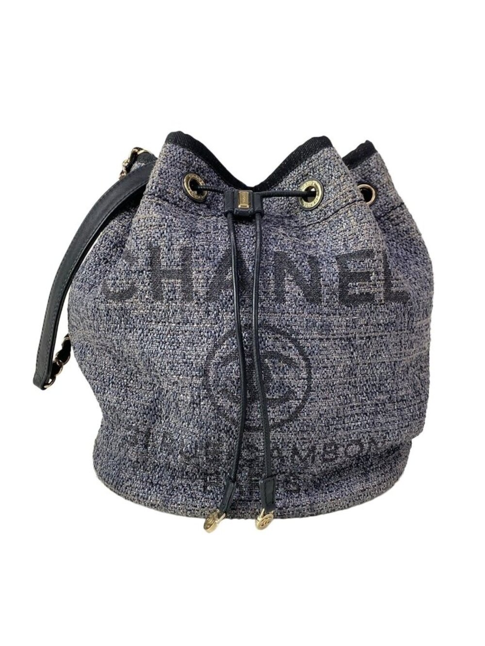 Chanel Shoulder Bag Deauville Navy Leather